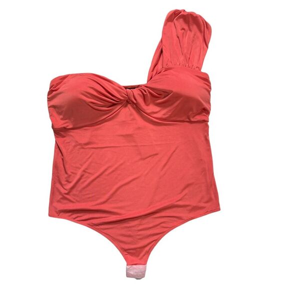 Body Contour Compression Silky One Shoulder Thong Bodysuit With Removable Cups - Picture 3 of 7